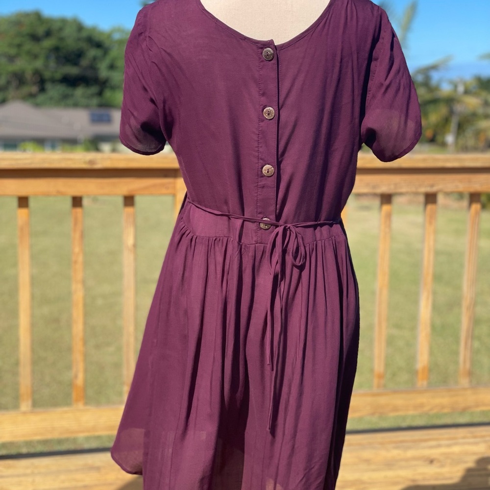 Mahina Made Purple Short Sleeve Dress with lei - Picture 5 of 8